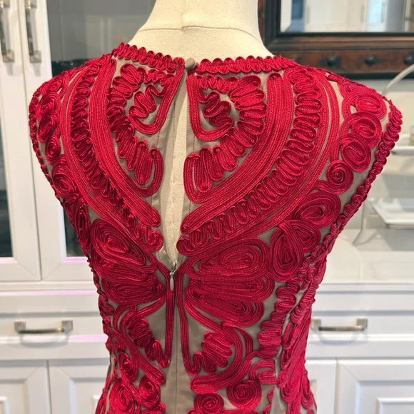 JS Collections Red Sequin Embellished Sheath Midi Dress - Picture 9 of 15